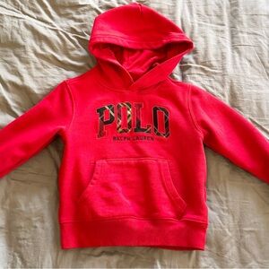 Ralph Lauren Kids Red Hoodie Sweatshirt with Polo Logo